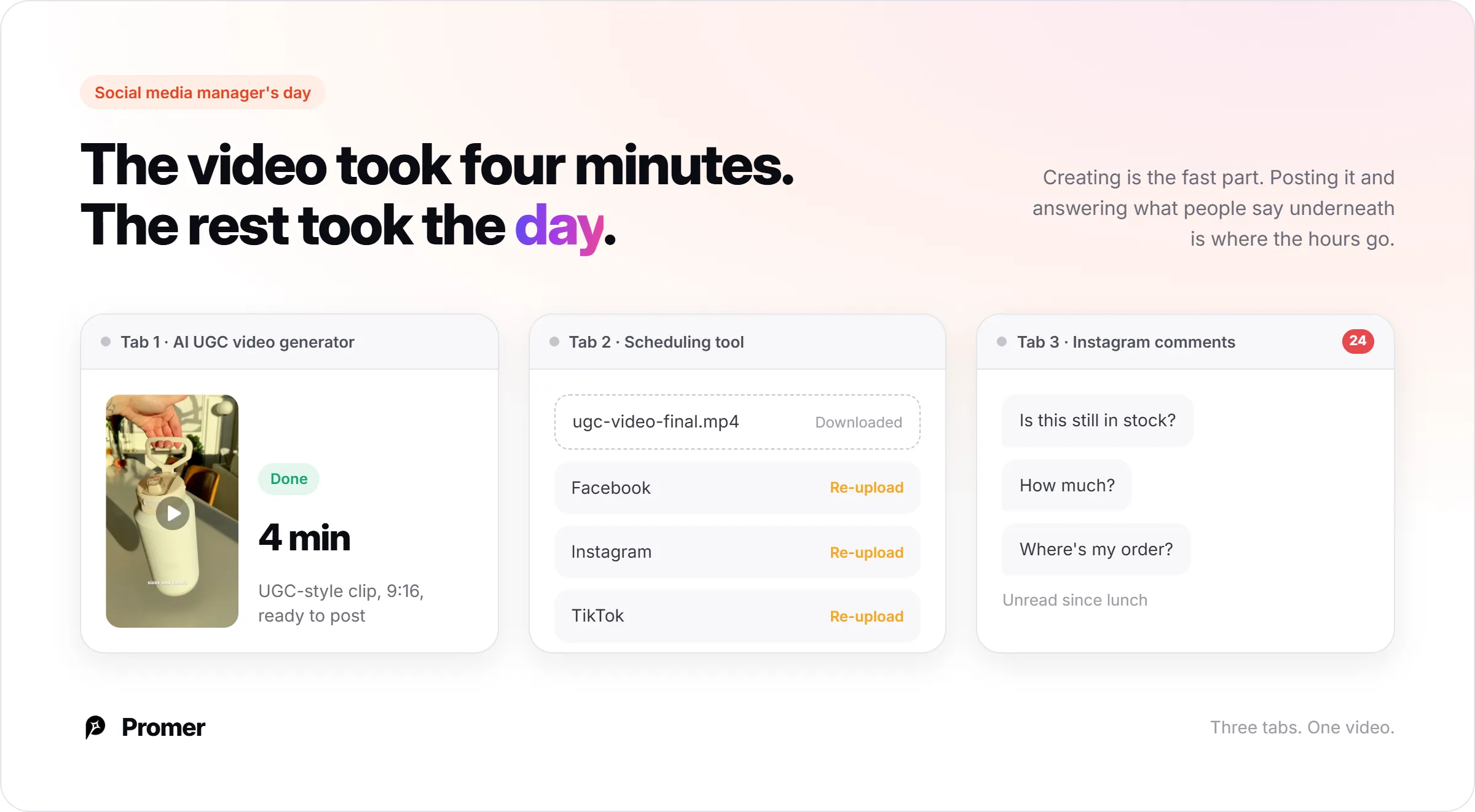 A UGC video platform for social media managers