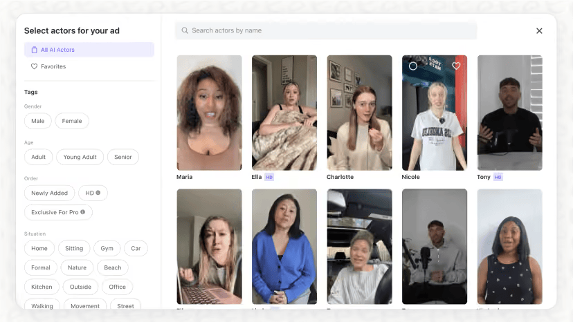 Arcads AI actors for physical products