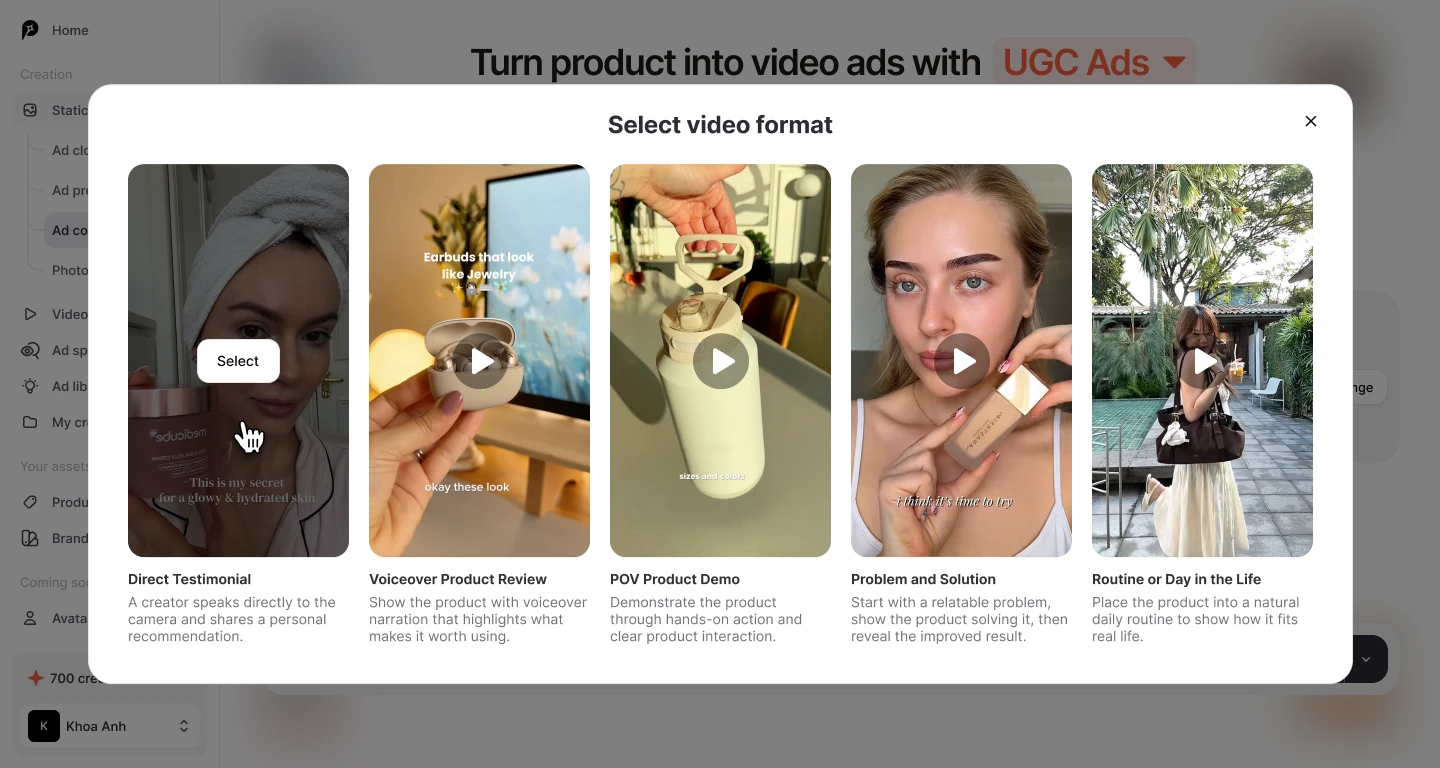 Step 2: pick a format built for ads, not a blank script field.