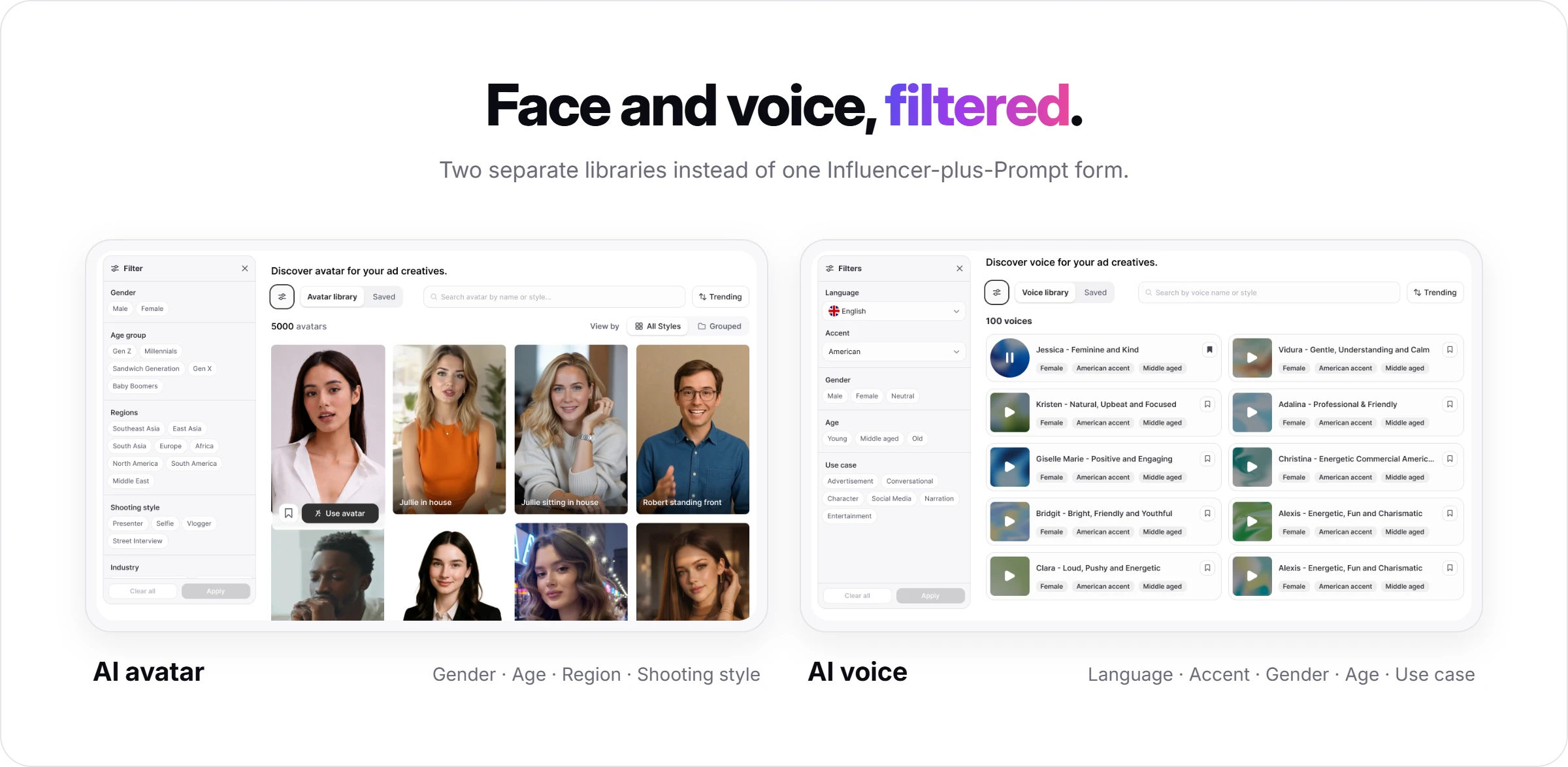 AI avatar and an AI Voice