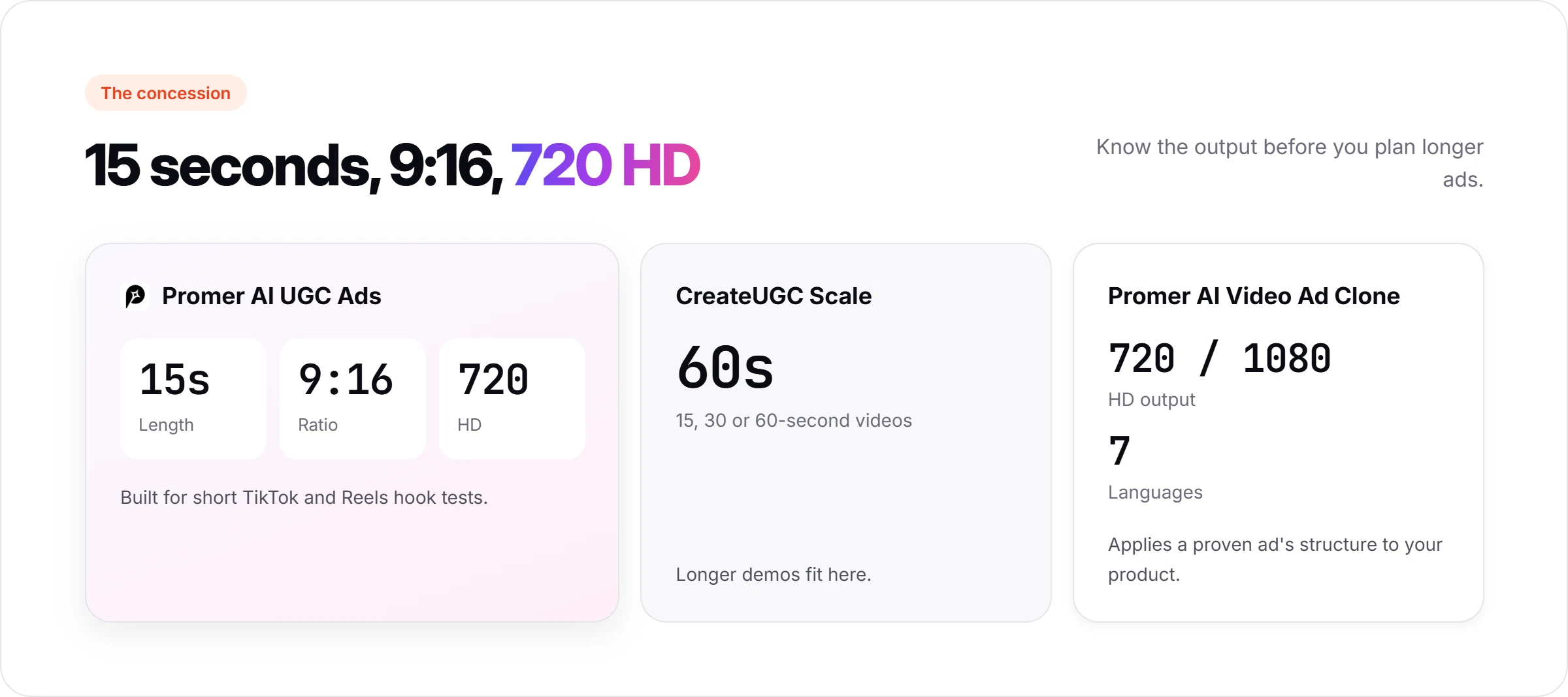 promer ai output specs