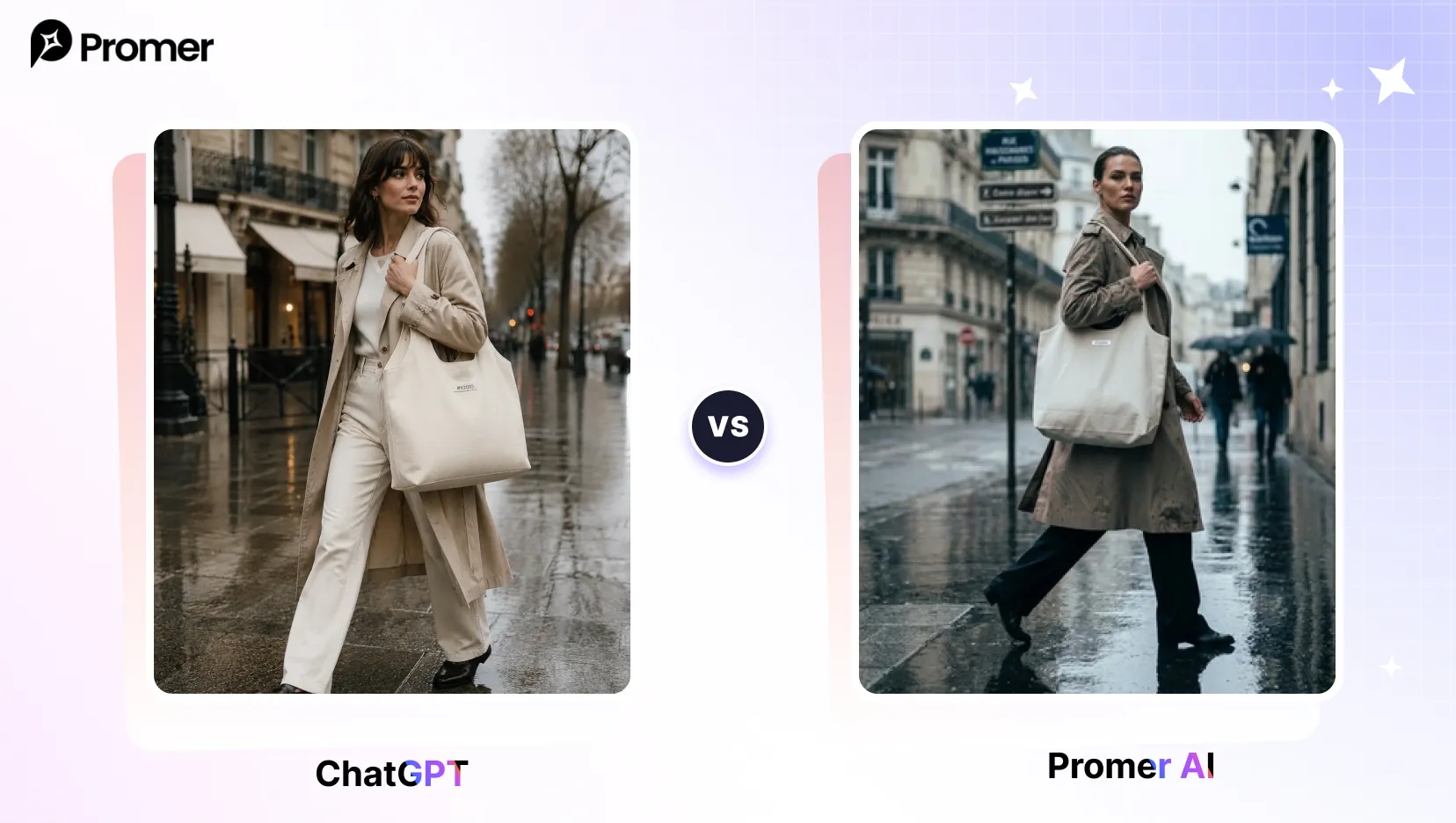 Paris Sidewalk Editorial: ChatGPT vs Promer AI comparison for this prompt