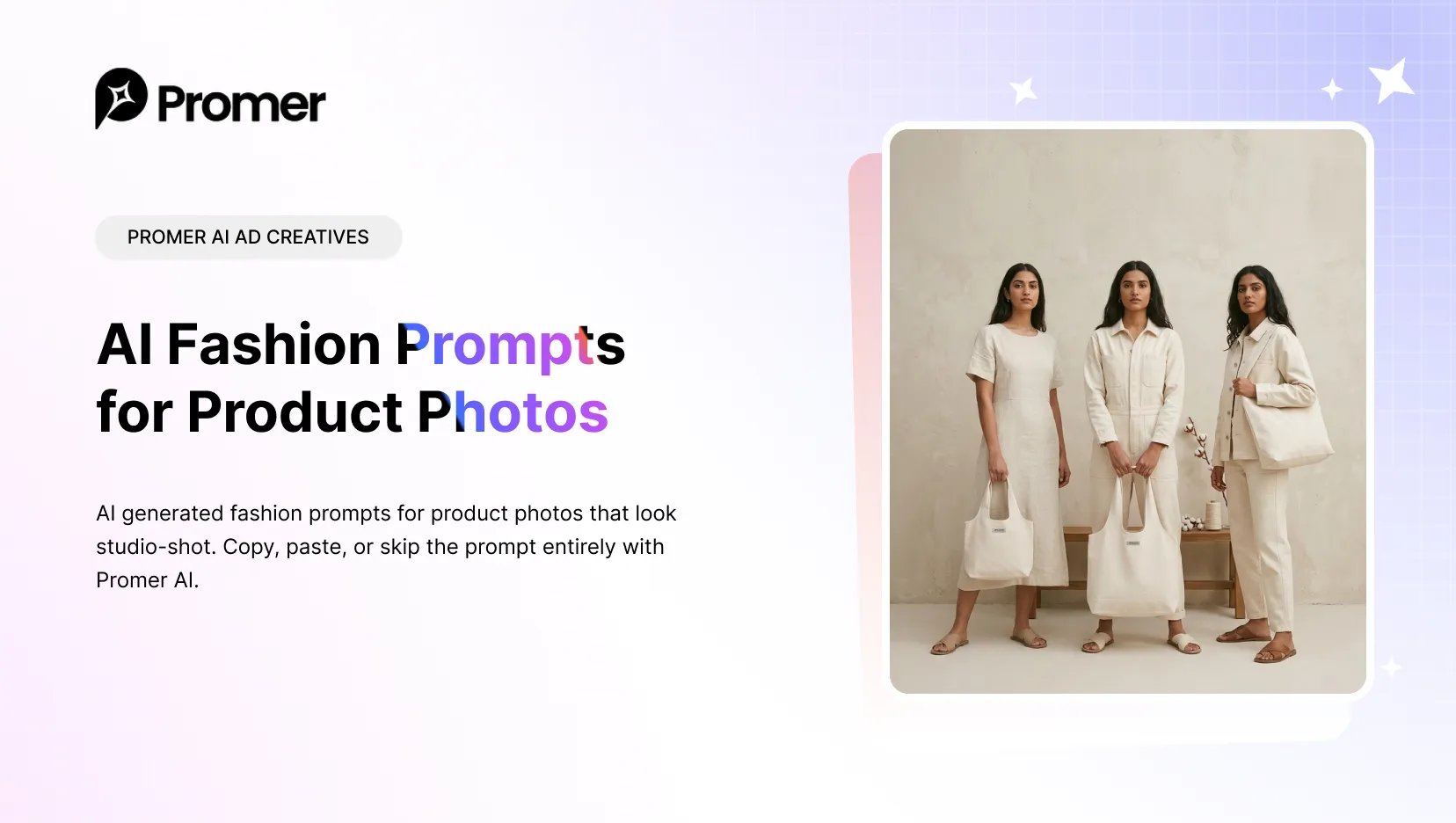 Promer AI fashion prompts for product photo
