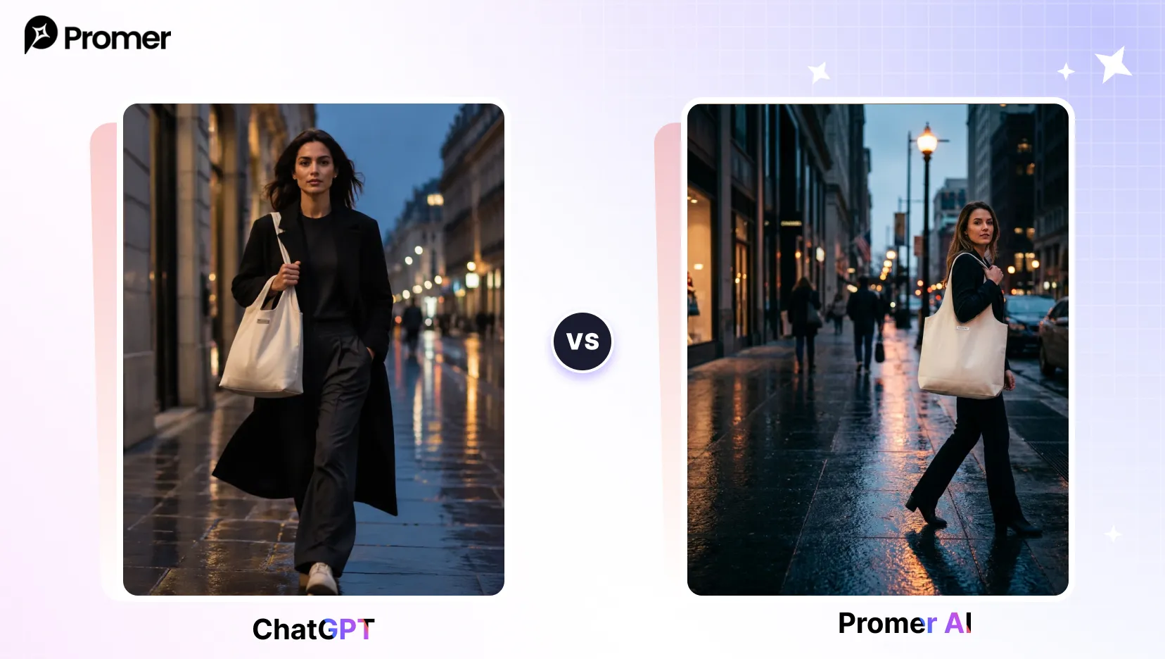 Brand Campaign Key Visual: ChatGPT vs Promer AI comparison for this prompt