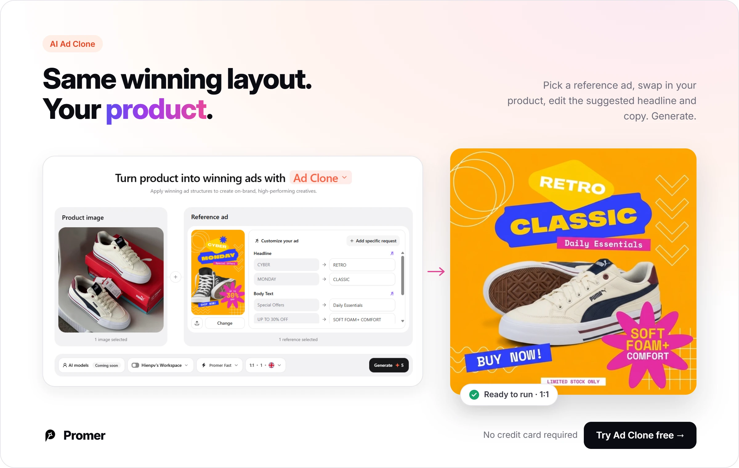 AI Ad Clone to create