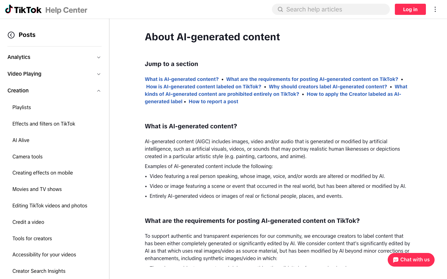 TikTok Help Center: About AI-generated content