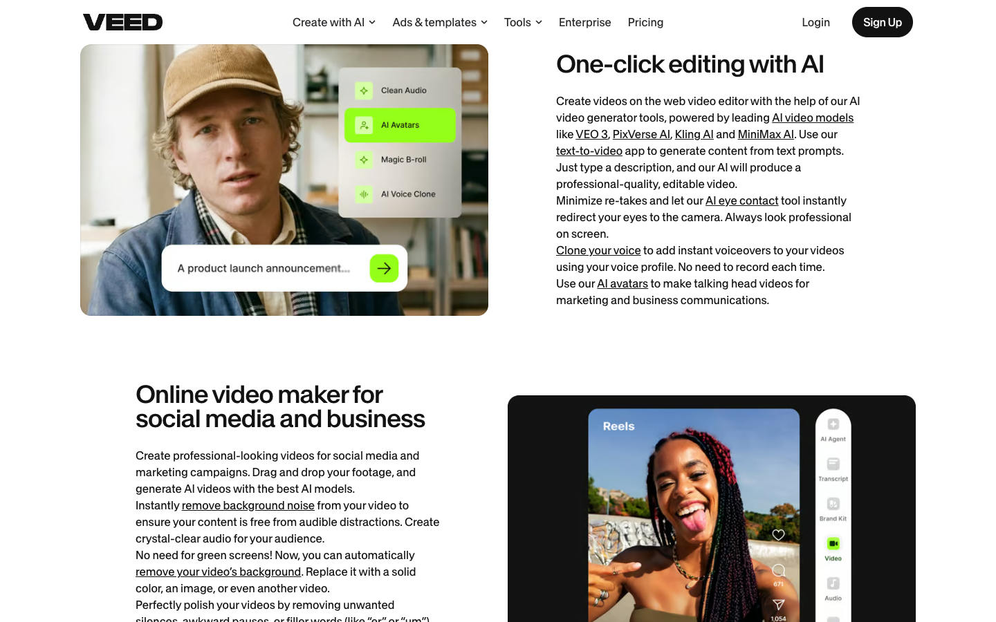 VEED video editor workspace displaying canvas formatting and brand kit assets